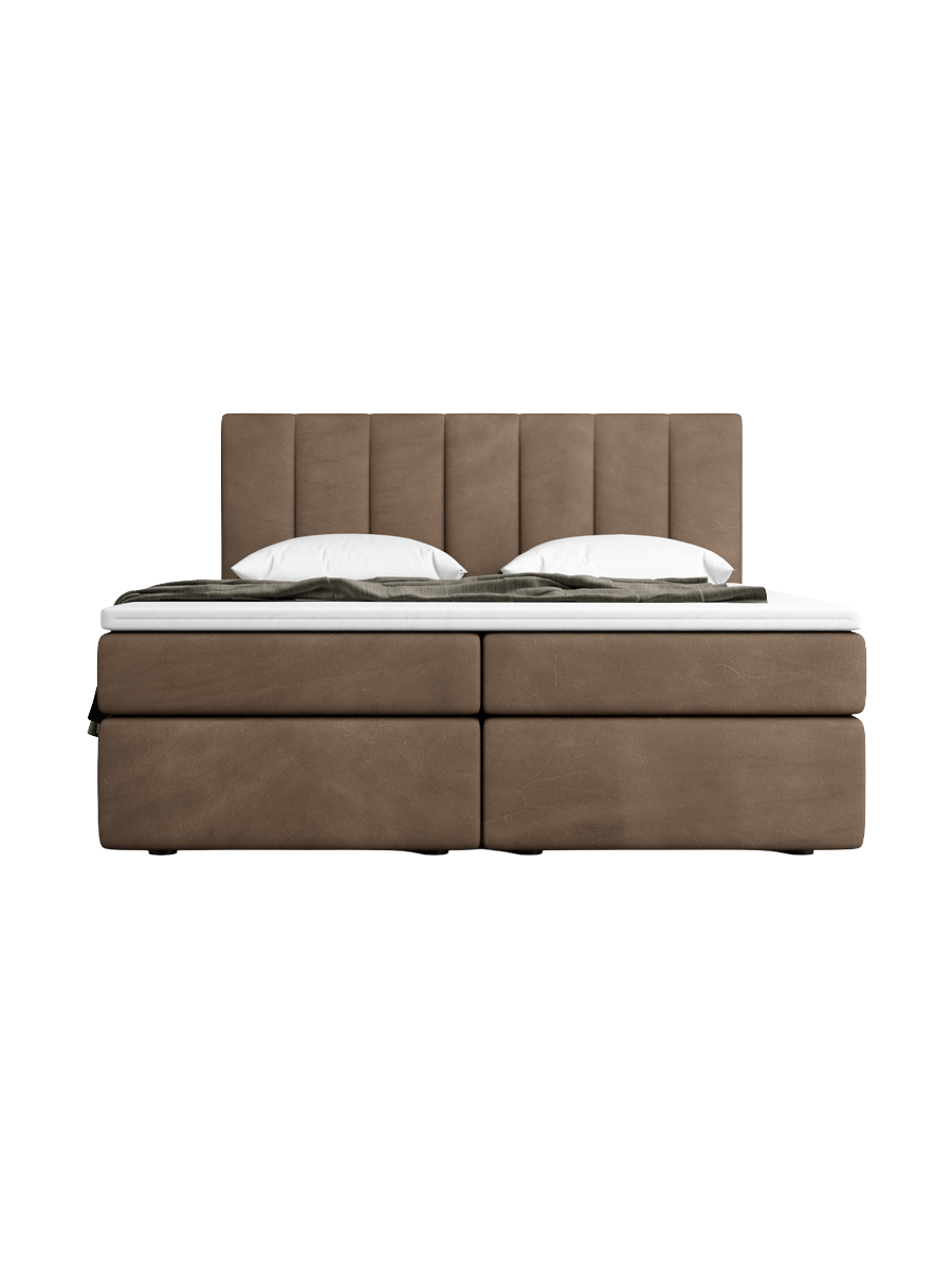 
Design Boxspringbett „Saudade“ mit Ablagefach, Kunstleder Dunkelbraun - 140 x 200 cm