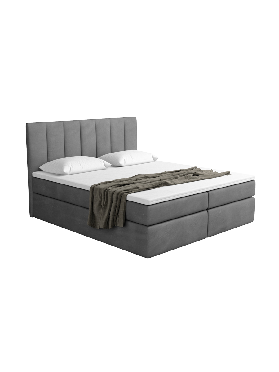 
Design Boxspringbett „Saudade“ mit Ablagefach, Kunstleder Grau - 140 x 200 cm