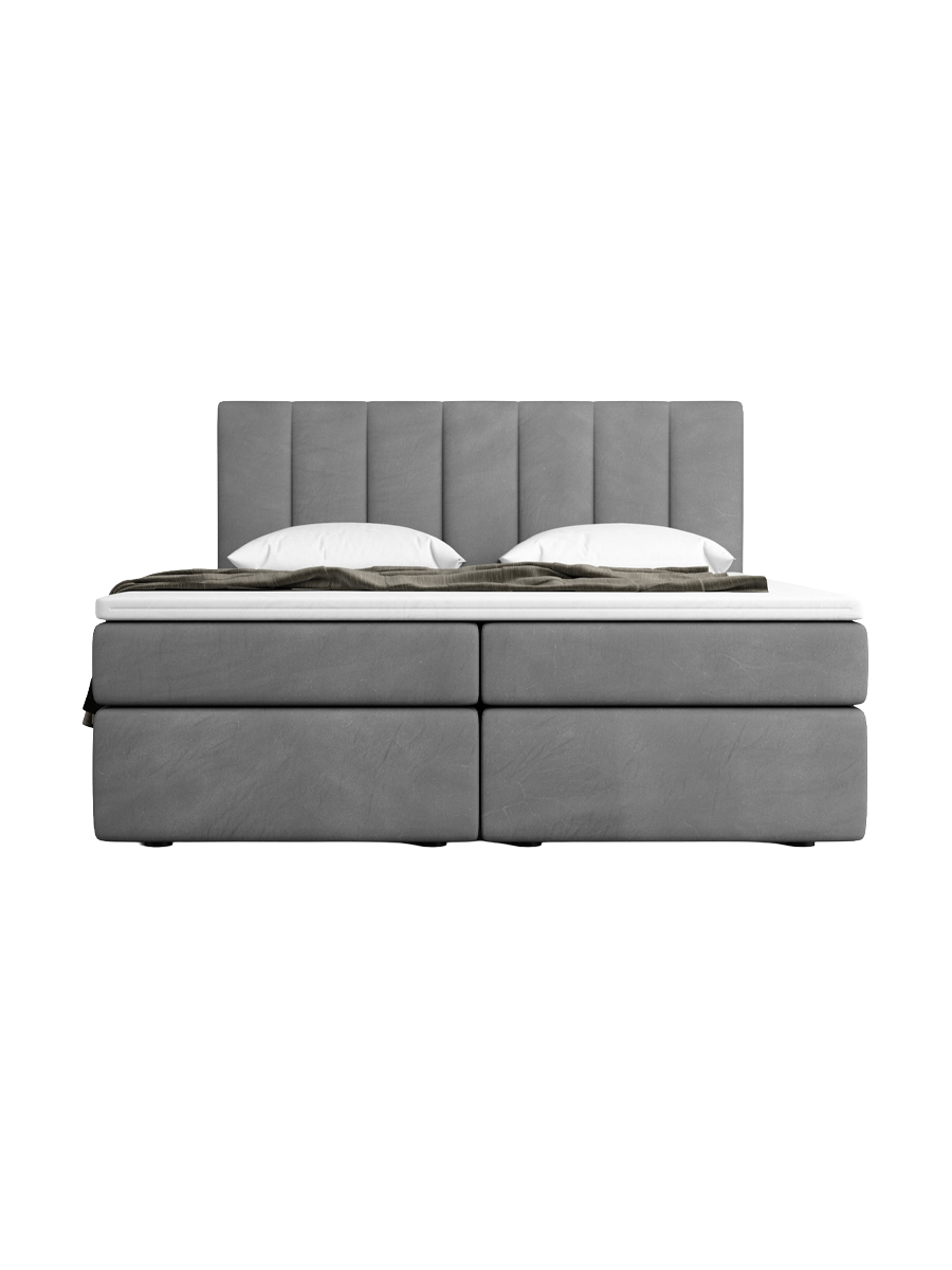 
Design Boxspringbett „Saudade“ mit Ablagefach, Kunstleder Grau - 140 x 200 cm