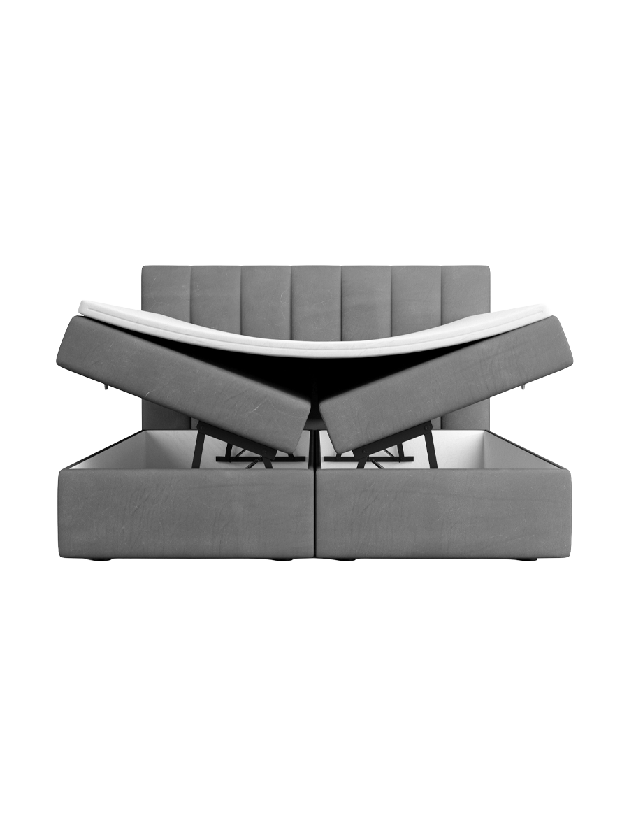 
Design Boxspringbett „Saudade“ mit Ablagefach, Kunstleder Grau - 140 x 200 cm