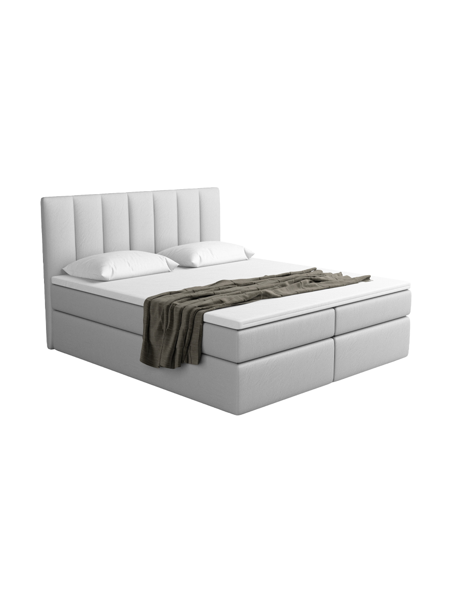 
Design Boxspringbett „Saudade“ mit Ablagefach, Kunstleder Hellgrau - 140 x 200 cm