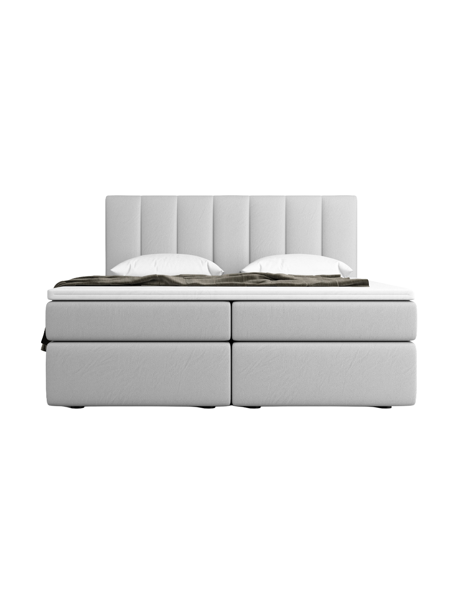 
Design Boxspringbett „Saudade“ mit Ablagefach, Kunstleder Hellgrau - 140 x 200 cm