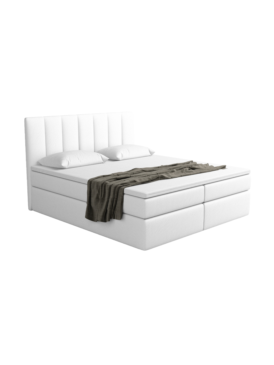 
Design Boxspringbett „Saudade“ mit Ablagefach, Kunstleder Weiss - 140 x 200 cm