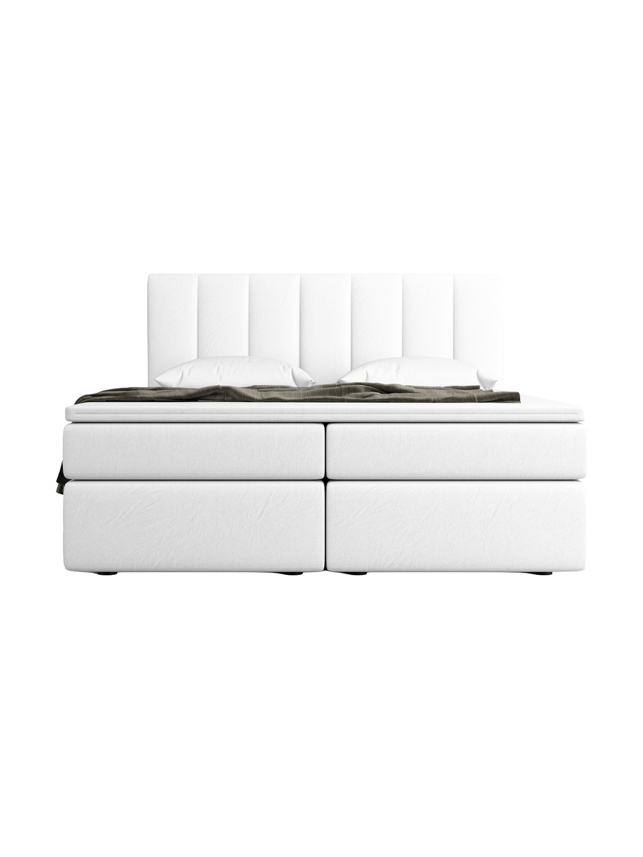 
Design Boxspringbett „Saudade“ mit Ablagefach, Kunstleder Weiss - 140 x 200 cm