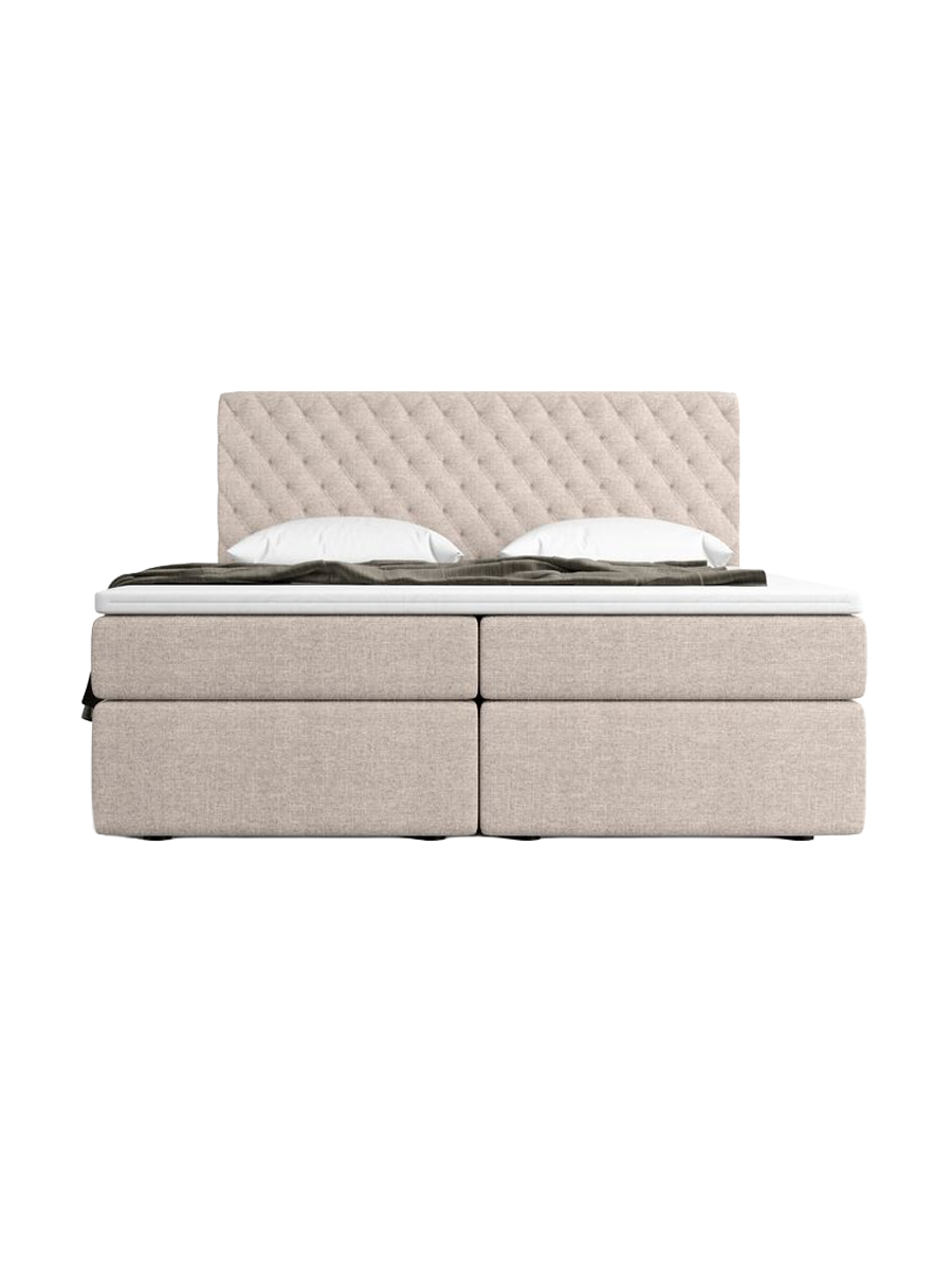 
Design Boxspringbett „Saudade“ mit Ablagefach, Webstoff Beige - 140 x 200 cm