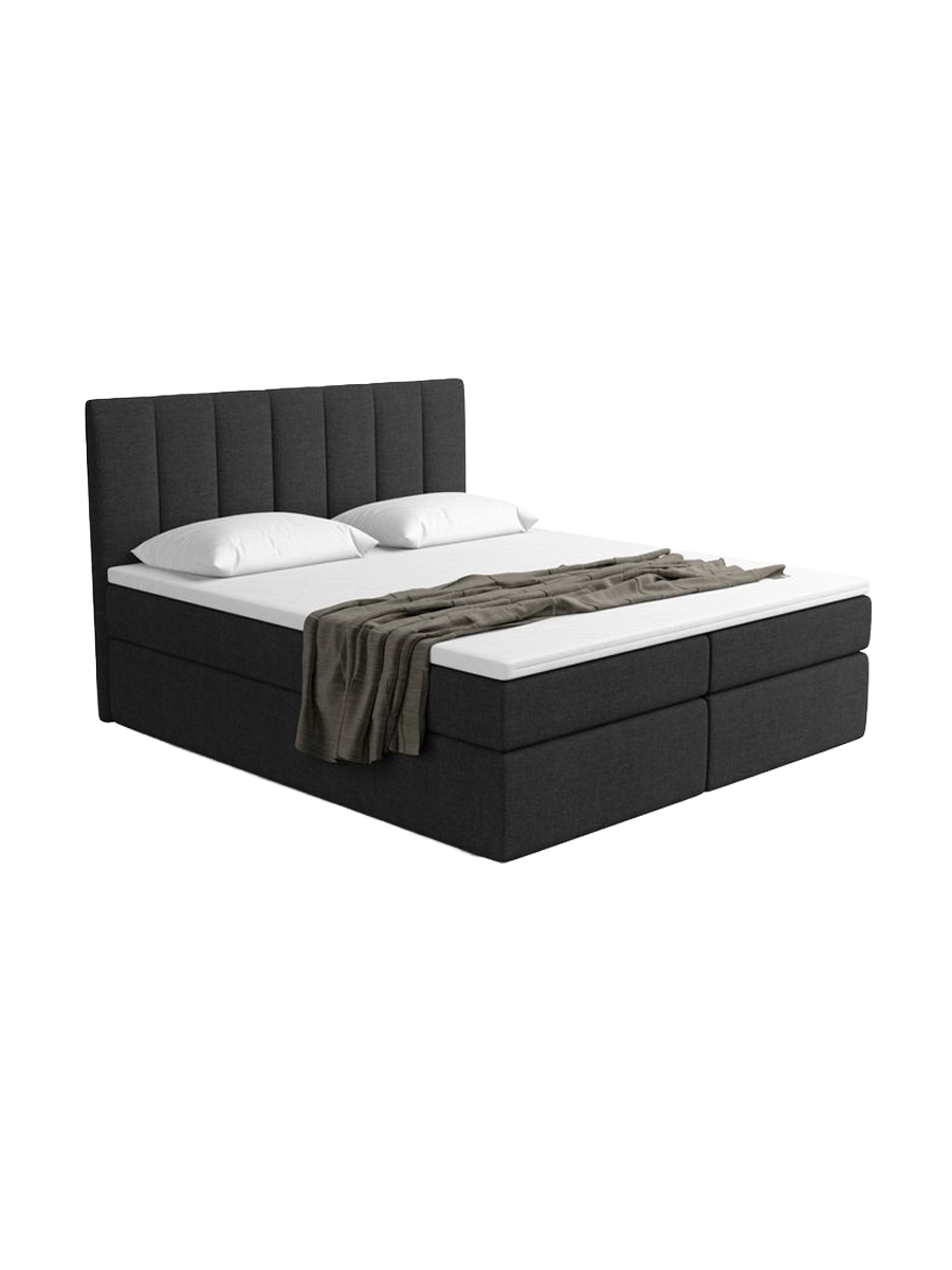 
Designer box spring bed “Saudade” with storage compartment, black upholstery fabric - 140 x 200 cm
