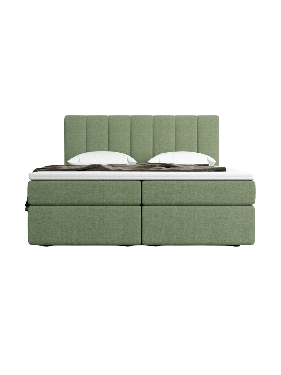 
Design Boxspringbett „Saudade“ mit Ablagefach, Webstoff Grün - 140 x 200 cm