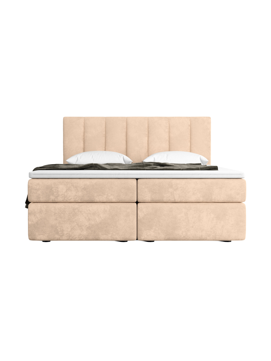 
Design Boxspringbett „Saudade“ mit Ablagefach, Samt Beige - 140 x 200 cm