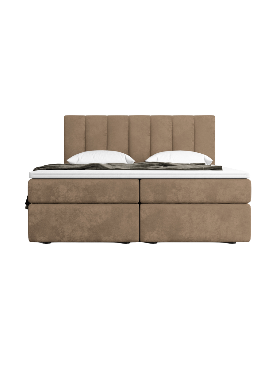 
Design Boxspringbett „Saudade“ mit Ablagefach, Samt Braun - 140 x 200 cm