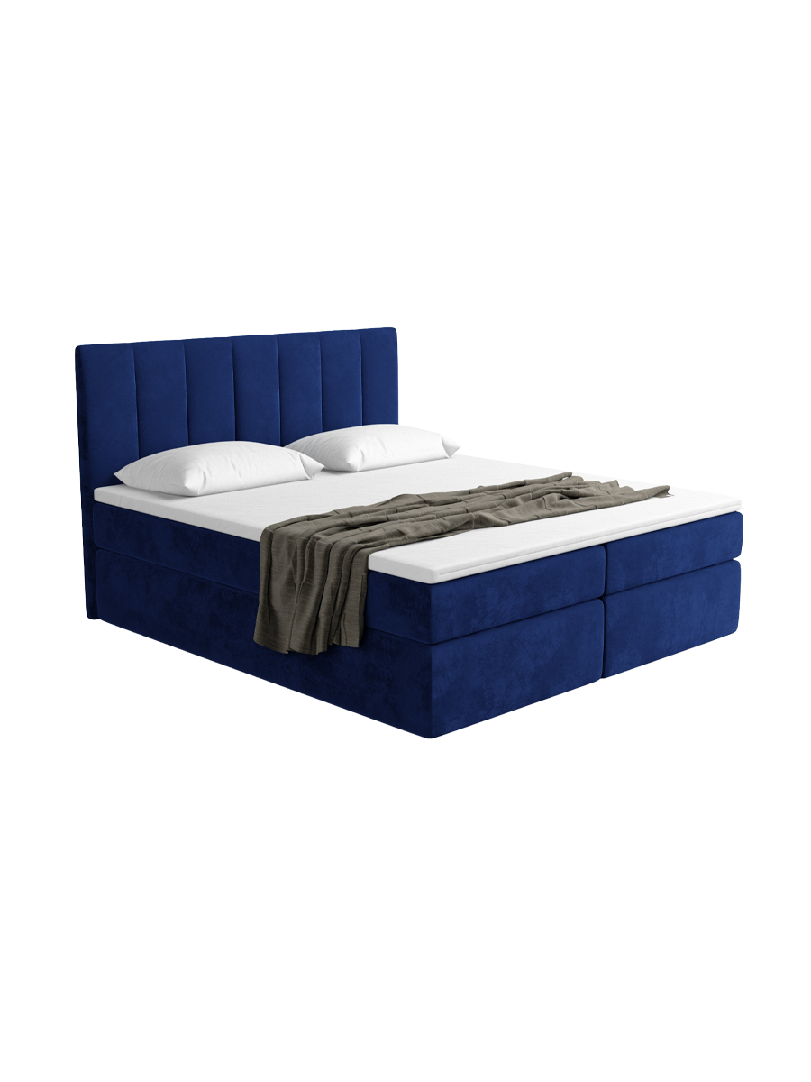 
Design Boxspringbett „Saudade“ mit Ablagefach, Samt Blau - 140 x 200 cm