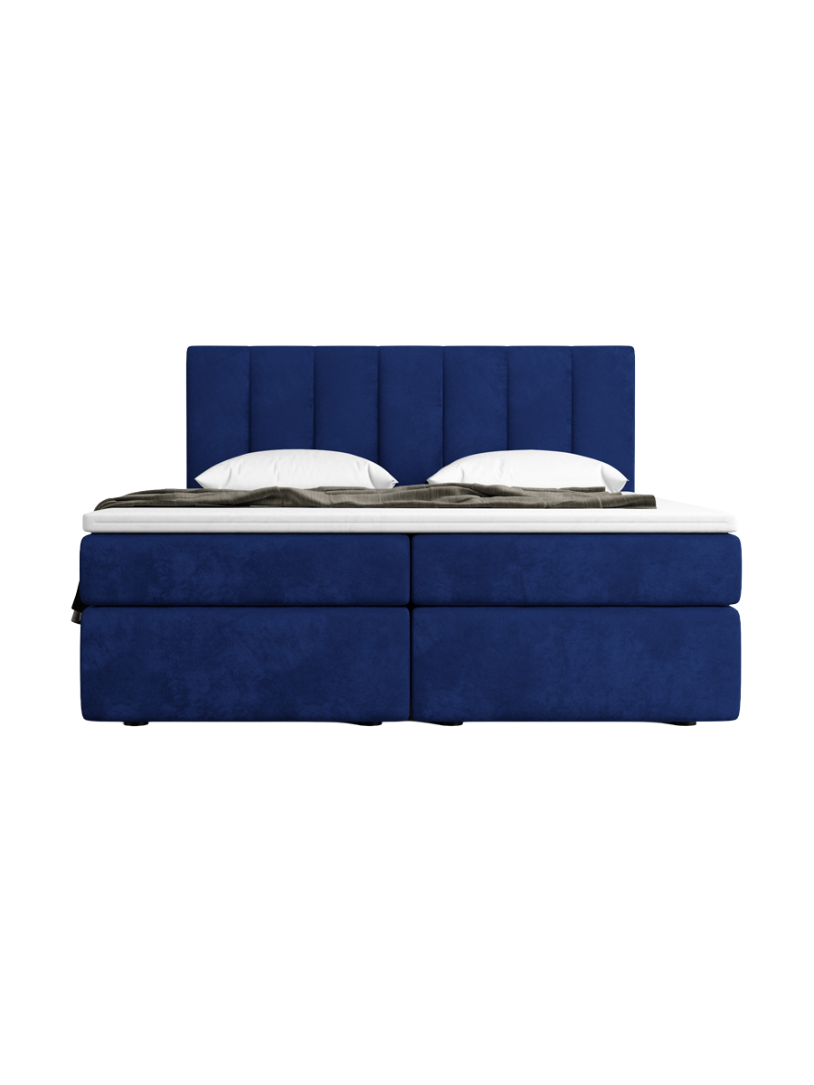 
Design Boxspringbett „Saudade“ mit Ablagefach, Samt Blau - 140 x 200 cm