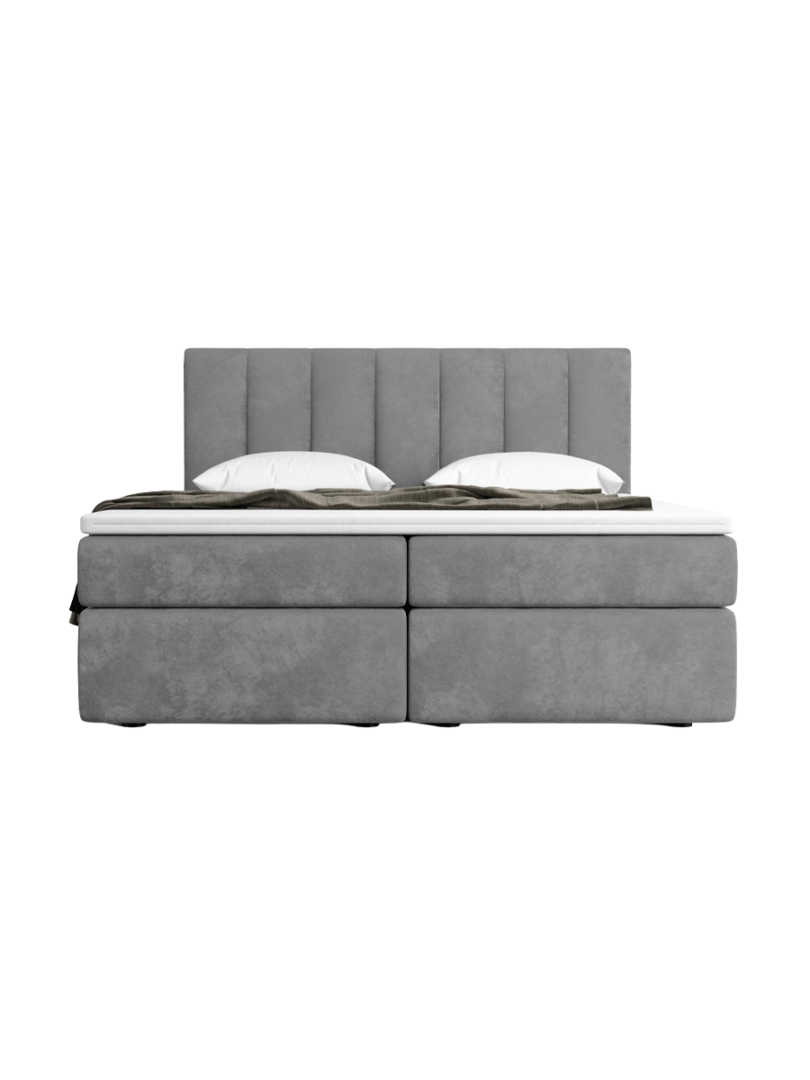 
Design Boxspringbett „Saudade“ mit Ablagefach, Samt Grau - 140 x 200 cm