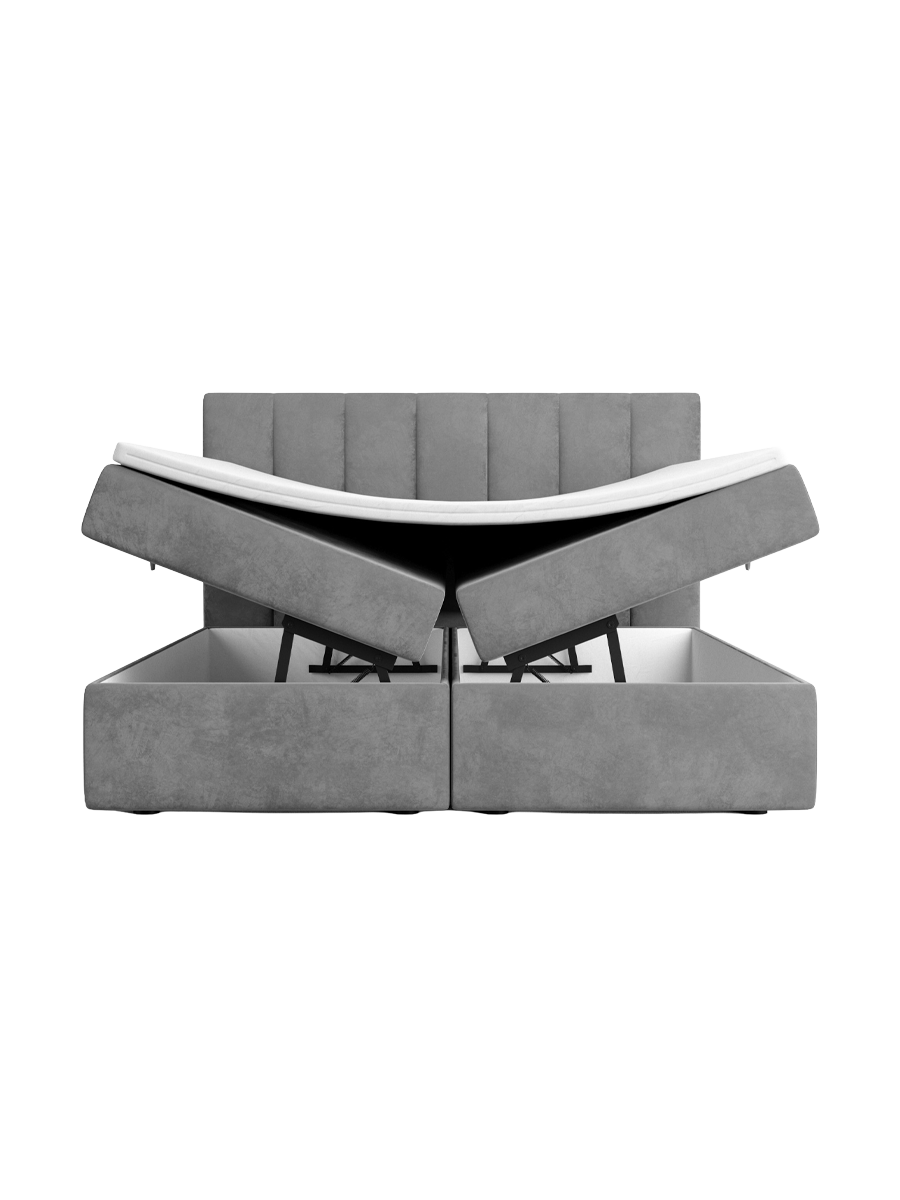 
Design Boxspringbett „Saudade“ mit Ablagefach, Samt Grau - 140 x 200 cm