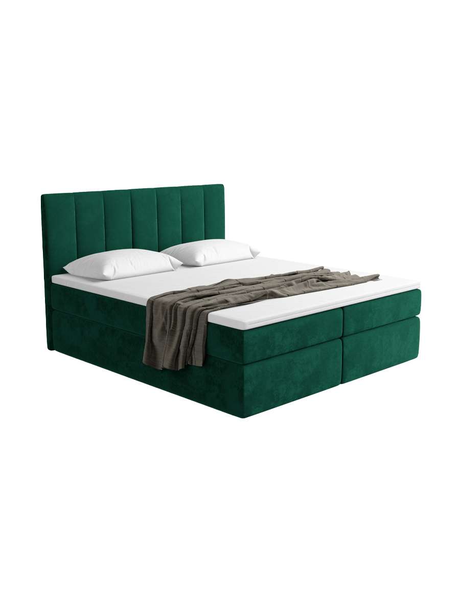 
Design Boxspringbett „Saudade“ mit Ablagefach, Samt Grün - 140 x 200 cm