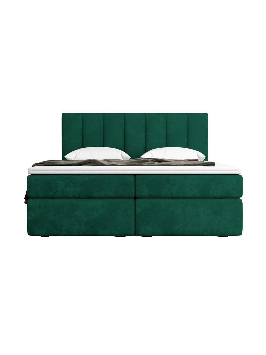 
Design Boxspringbett „Saudade“ mit Ablagefach, Samt Grün - 140 x 200 cm