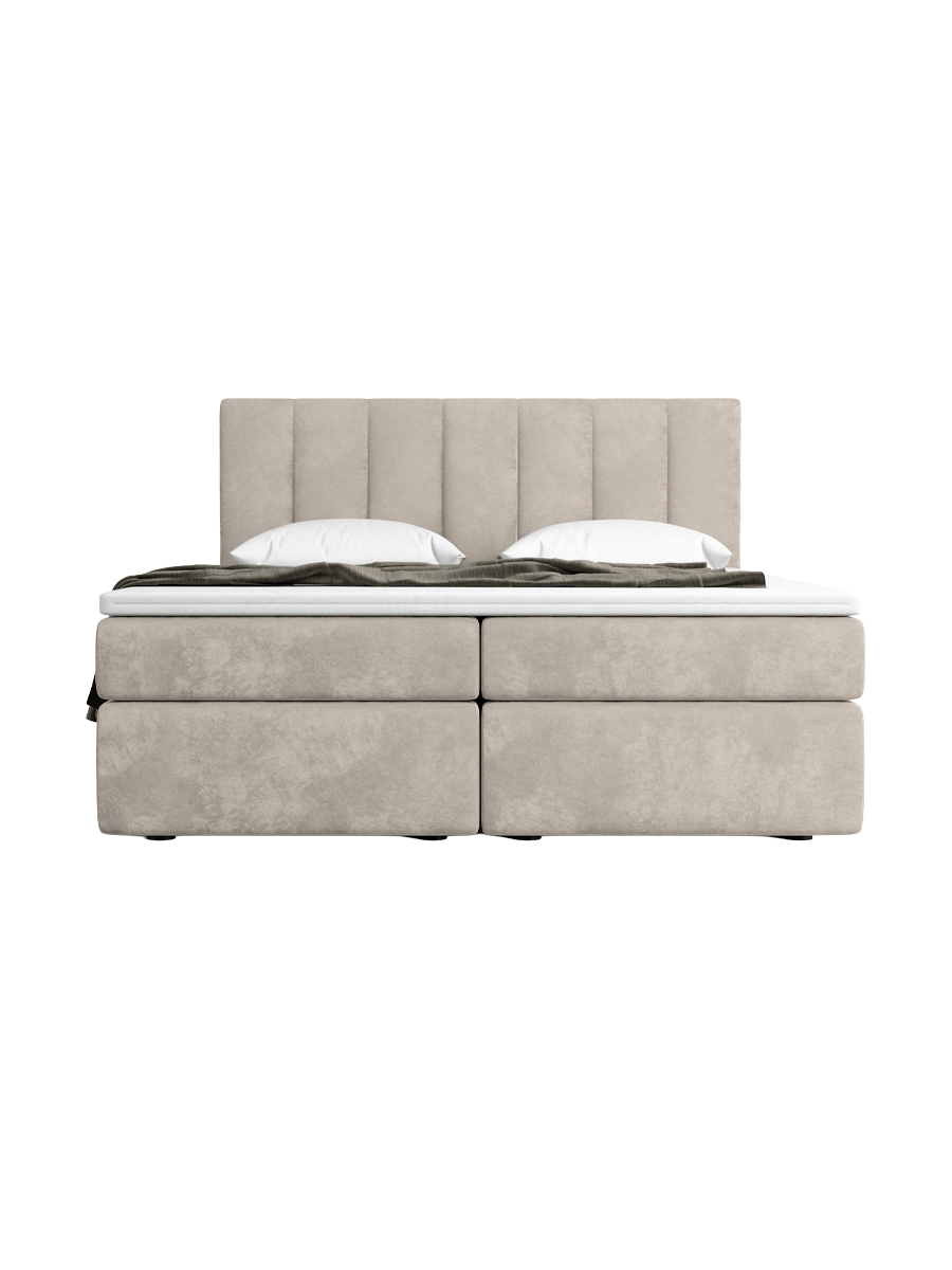 
Design Boxspringbett „Saudade“ mit Ablagefach, Samt Sand - 140 x 200 cm