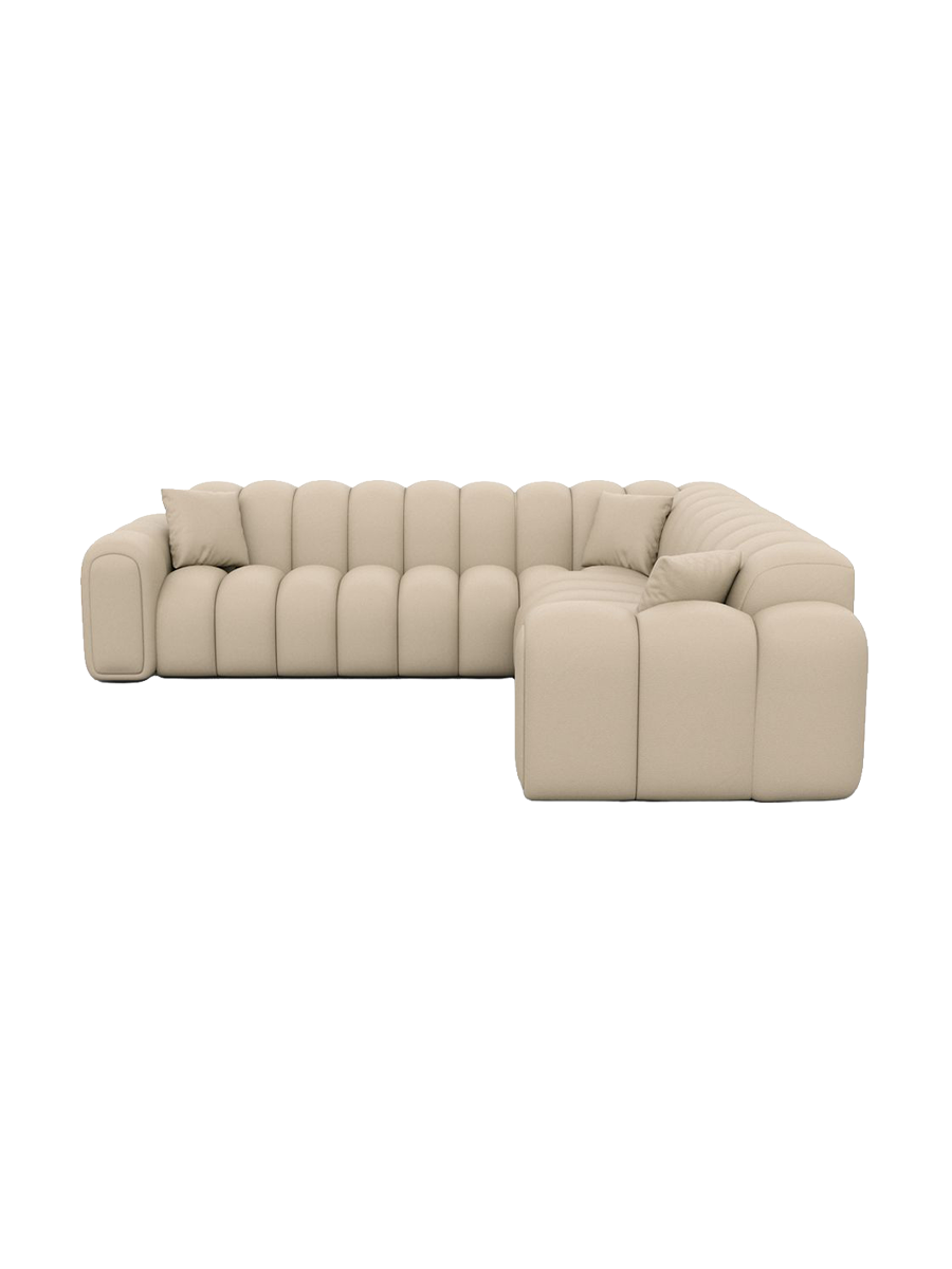 
5-Sitzer Design Echtleder Ecksofa „Casamira“ - Echtleder Beige