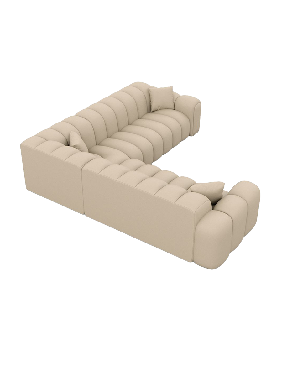 
Canapé d’angle design 5 places en cuir véritable « Casamira » - Cuir véritable Beige