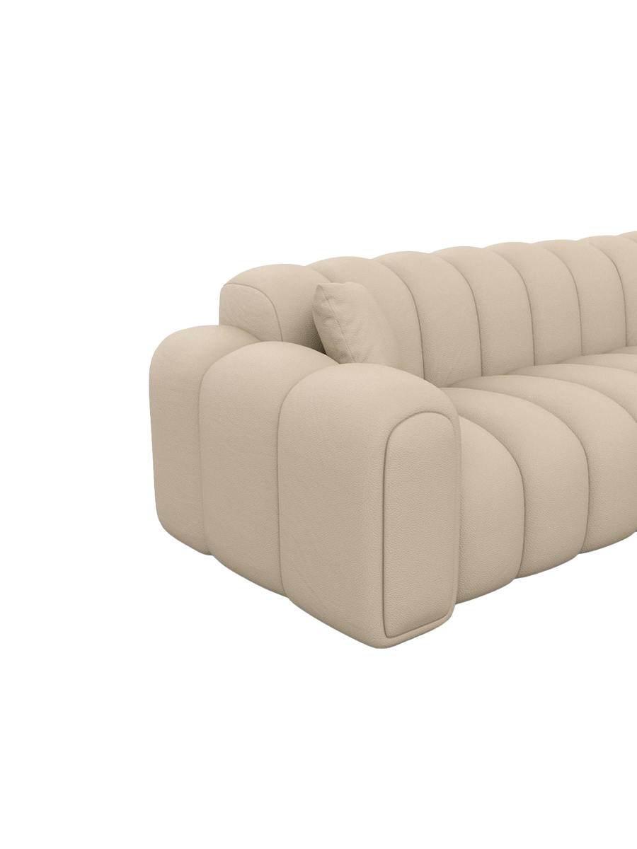 
Canapé d’angle design 5 places en cuir véritable « Casamira » - Cuir véritable Beige