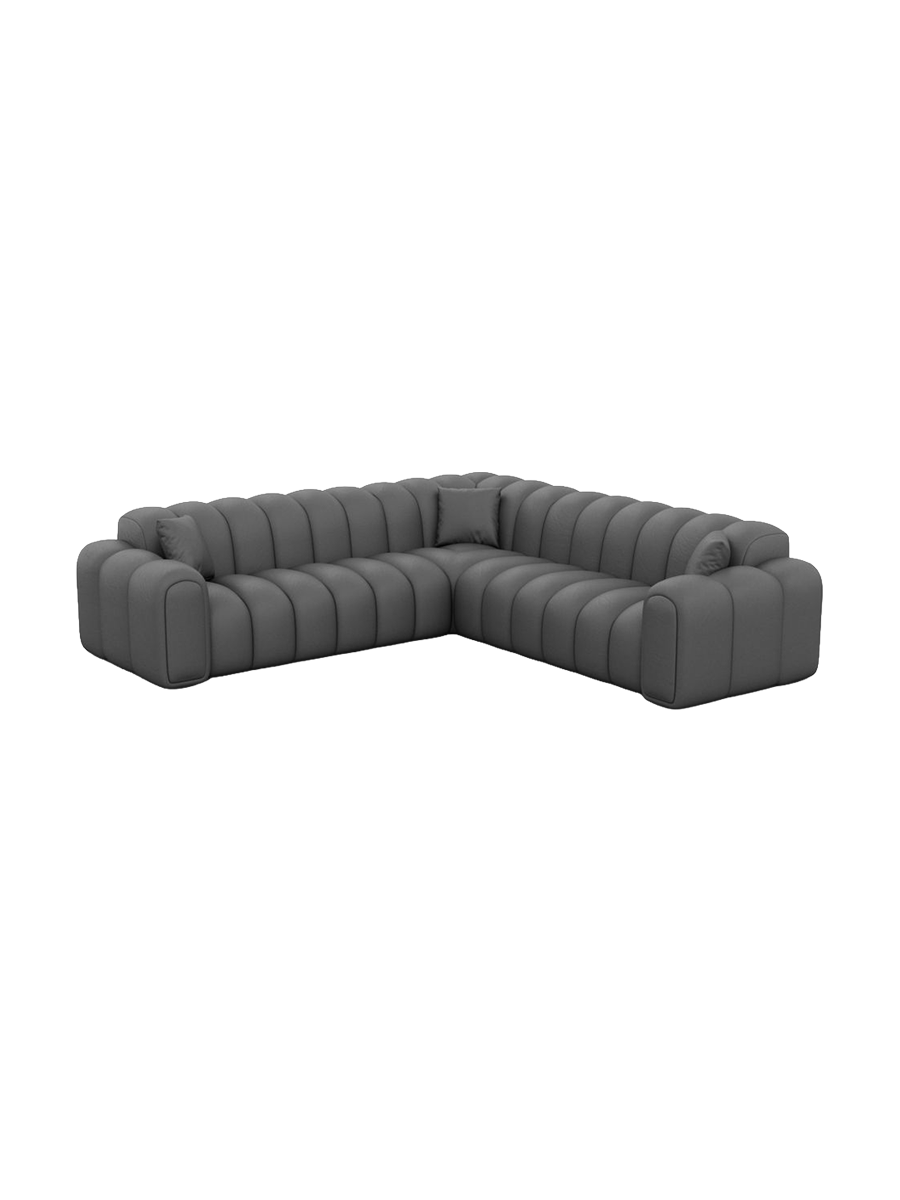 
Canapé d’angle design 5 places en cuir véritable « Casamira » - Cuir véritable Beige