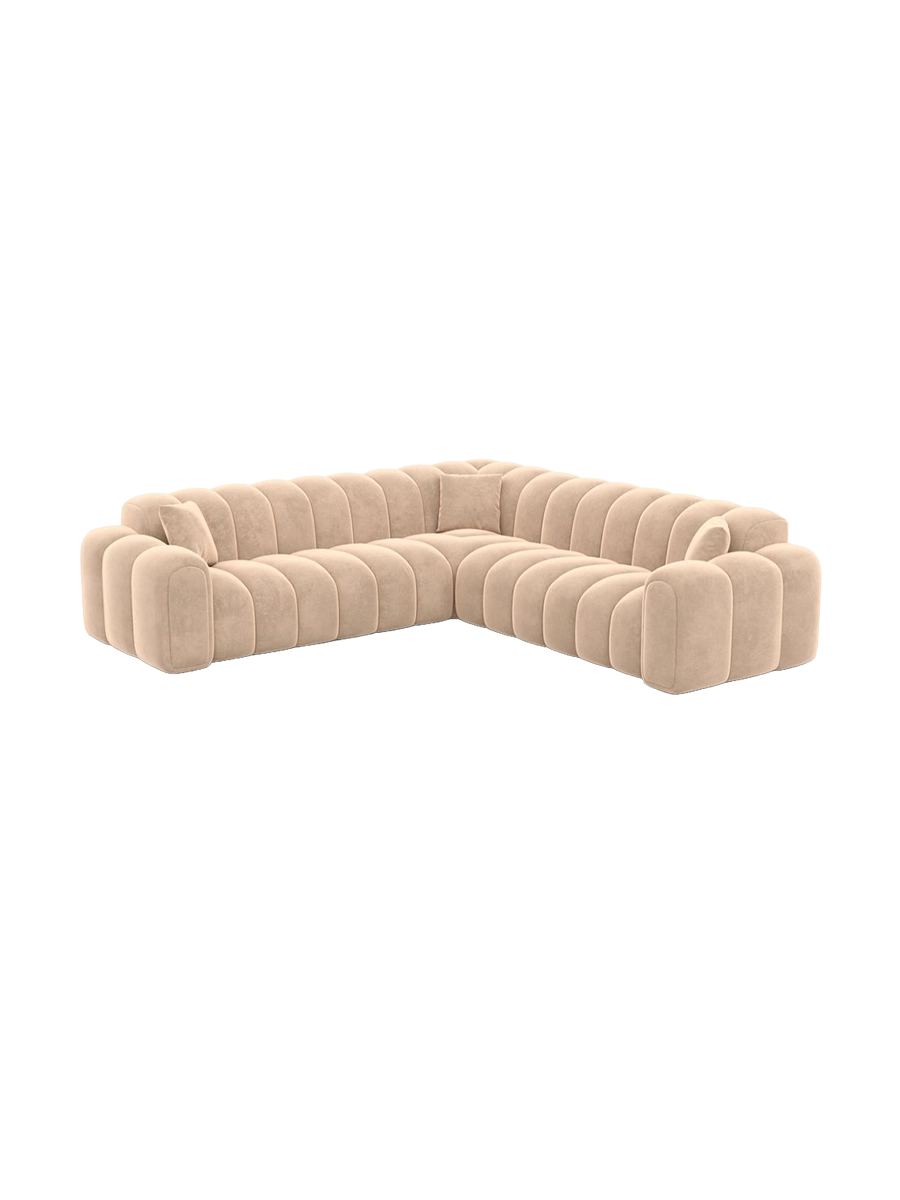 
5-Sitzer Design Ecksofa „Casamira“ mit Samtbezug - Samtbezug Beige