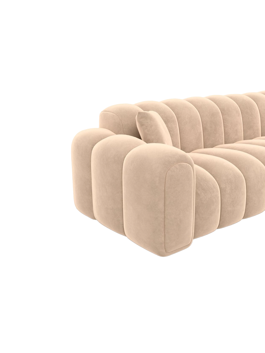 
5-Sitzer Design Ecksofa „Casamira“ mit Samtbezug - Samtbezug Beige