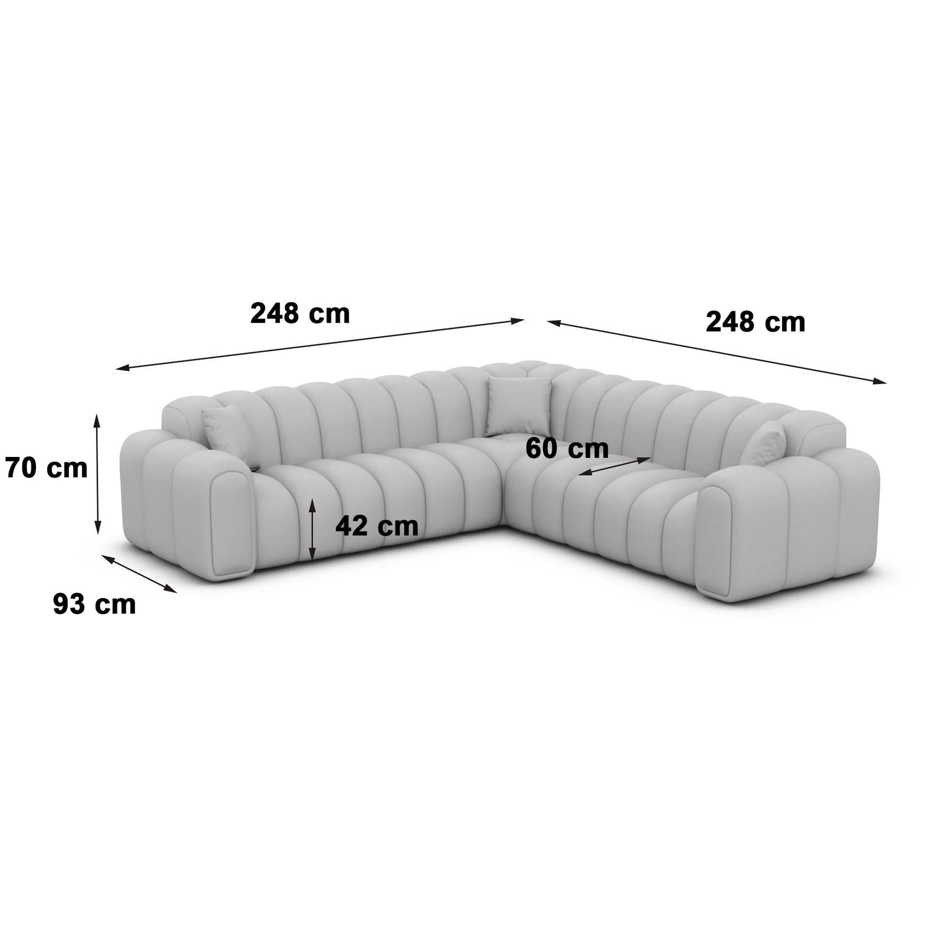 
5-Sitzer Design Ecksofa „Casamira“ mit Samtbezug - Samtbezug Beige