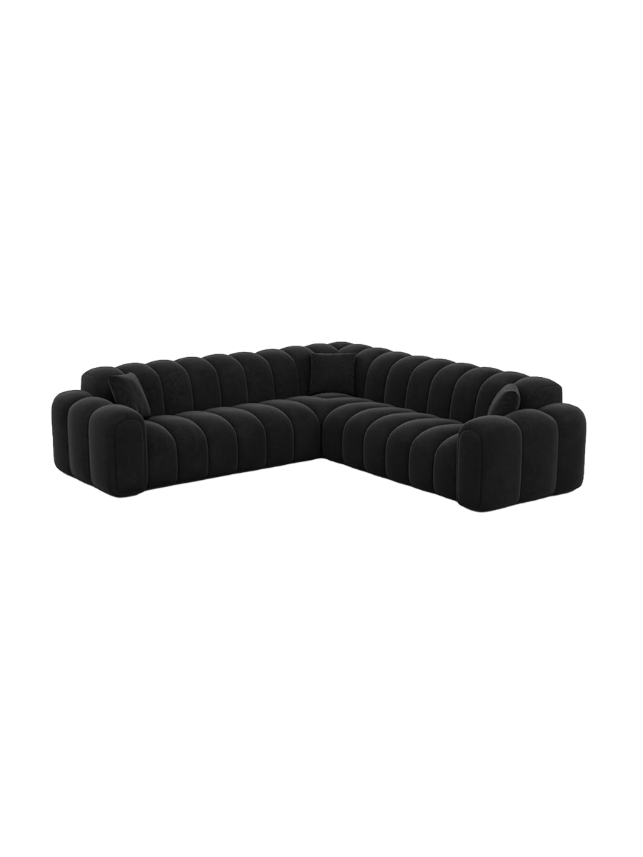 
5-Sitzer Design Ecksofa „Casamira“ mit Samtbezug - Samtbezug Beige
