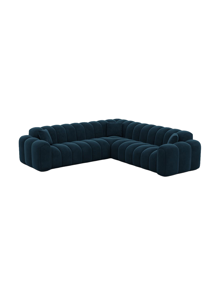
5-Sitzer Design Ecksofa „Casamira“ mit Samtbezug - Samtbezug Beige
