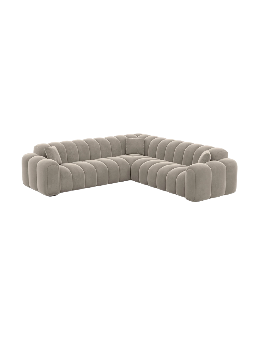 
5-Sitzer Design Ecksofa „Casamira“ mit Samtbezug - Samtbezug Beige