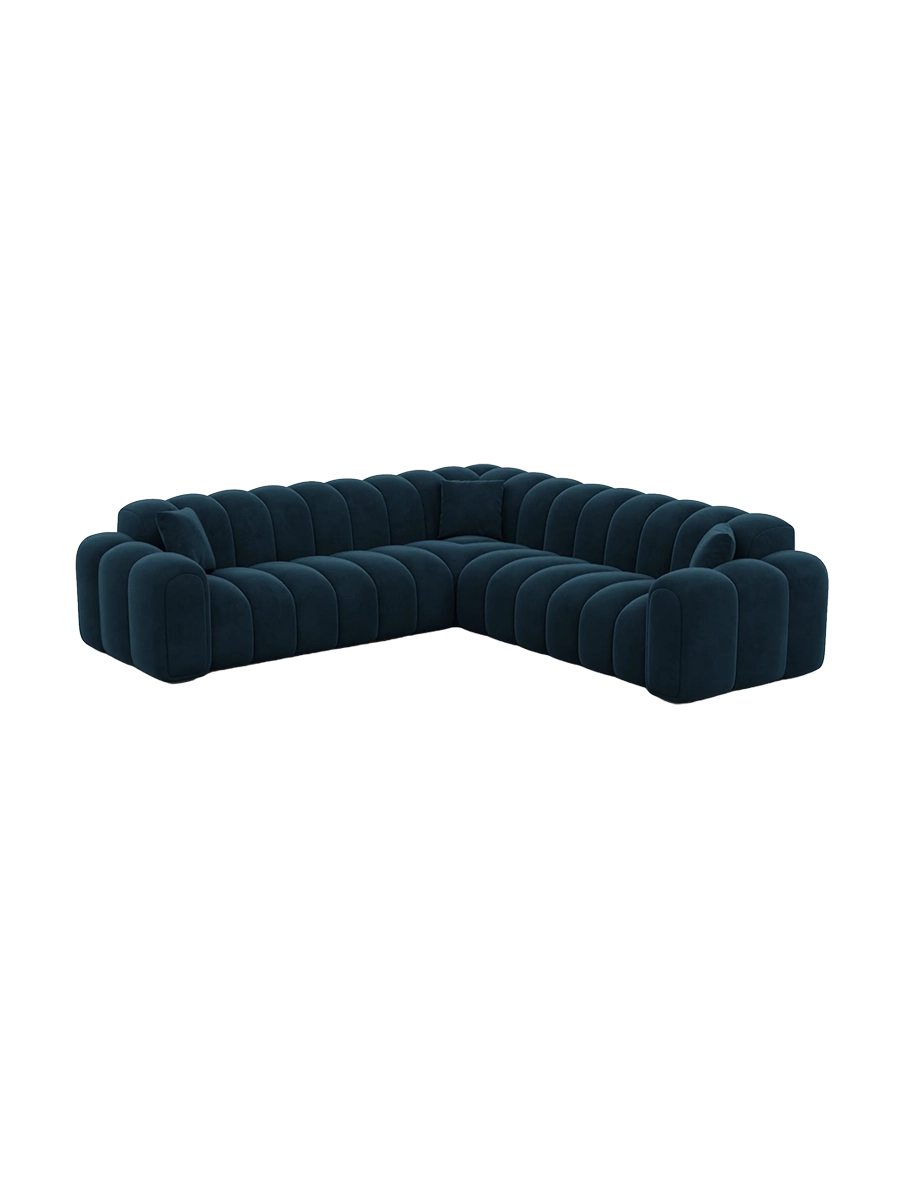 
5-Sitzer Design Ecksofa „Casamira“ mit Samtbezug - Samtbezug Beige