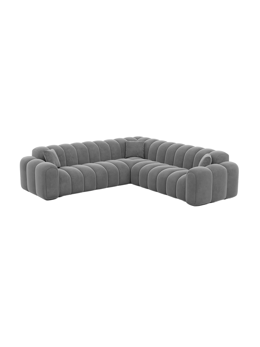 
5-Sitzer Design Ecksofa „Casamira“ mit Samtbezug - Samtbezug Beige
