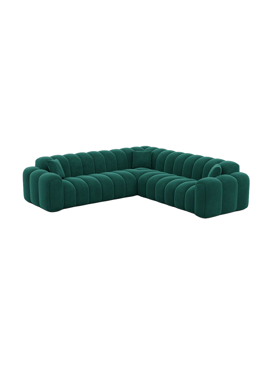 
5-Sitzer Design Ecksofa „Casamira“ mit Samtbezug - Samtbezug Beige