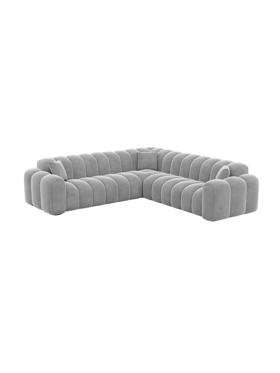 
5-Sitzer Design Ecksofa „Casamira“ mit Samtbezug - Samtbezug Beige
