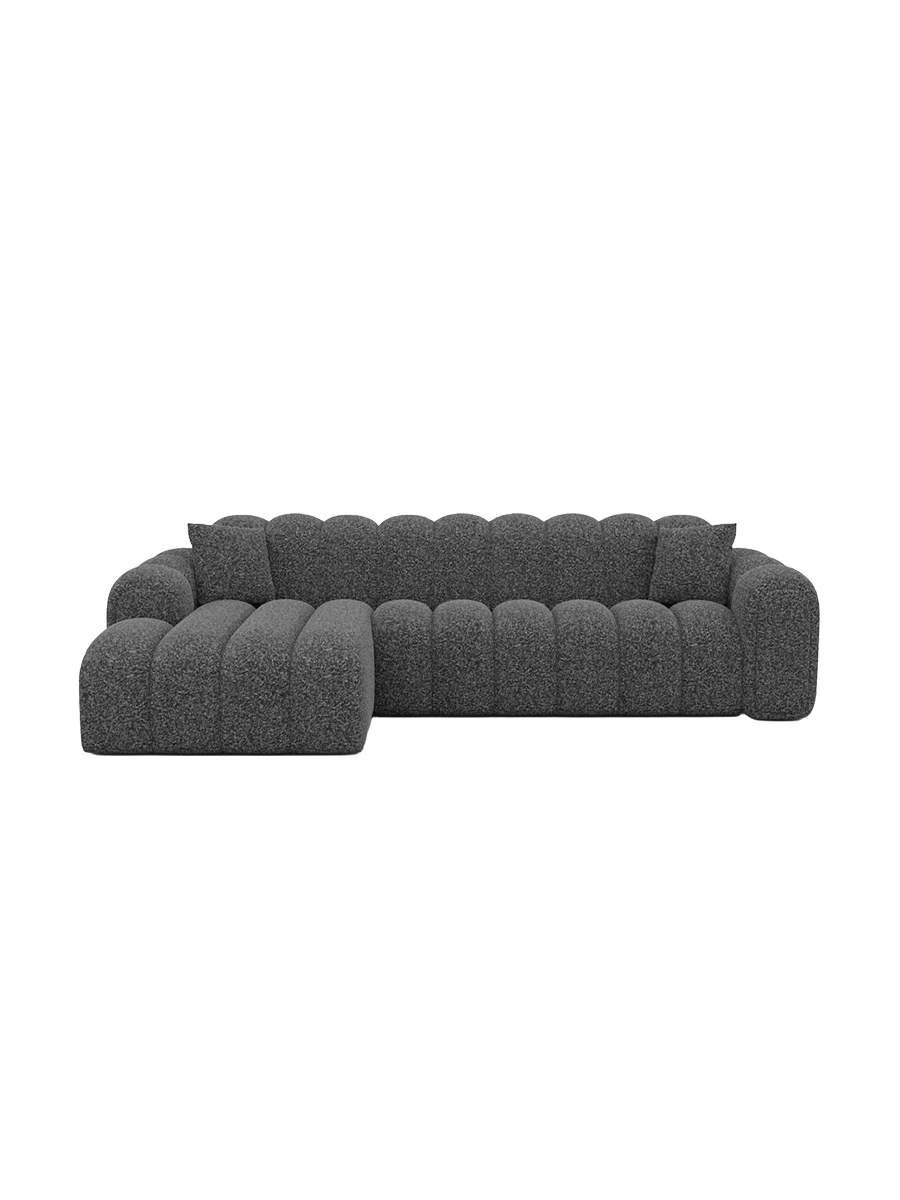 
4-Sitzer Design Ecksofa „Casamira“ mit Bouclé-Bezug - Bouclé Graphit / Eckteil links