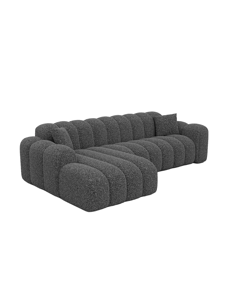 
4-Sitzer Design Ecksofa „Casamira“ mit Bouclé-Bezug - Bouclé Graphit / Eckteil links