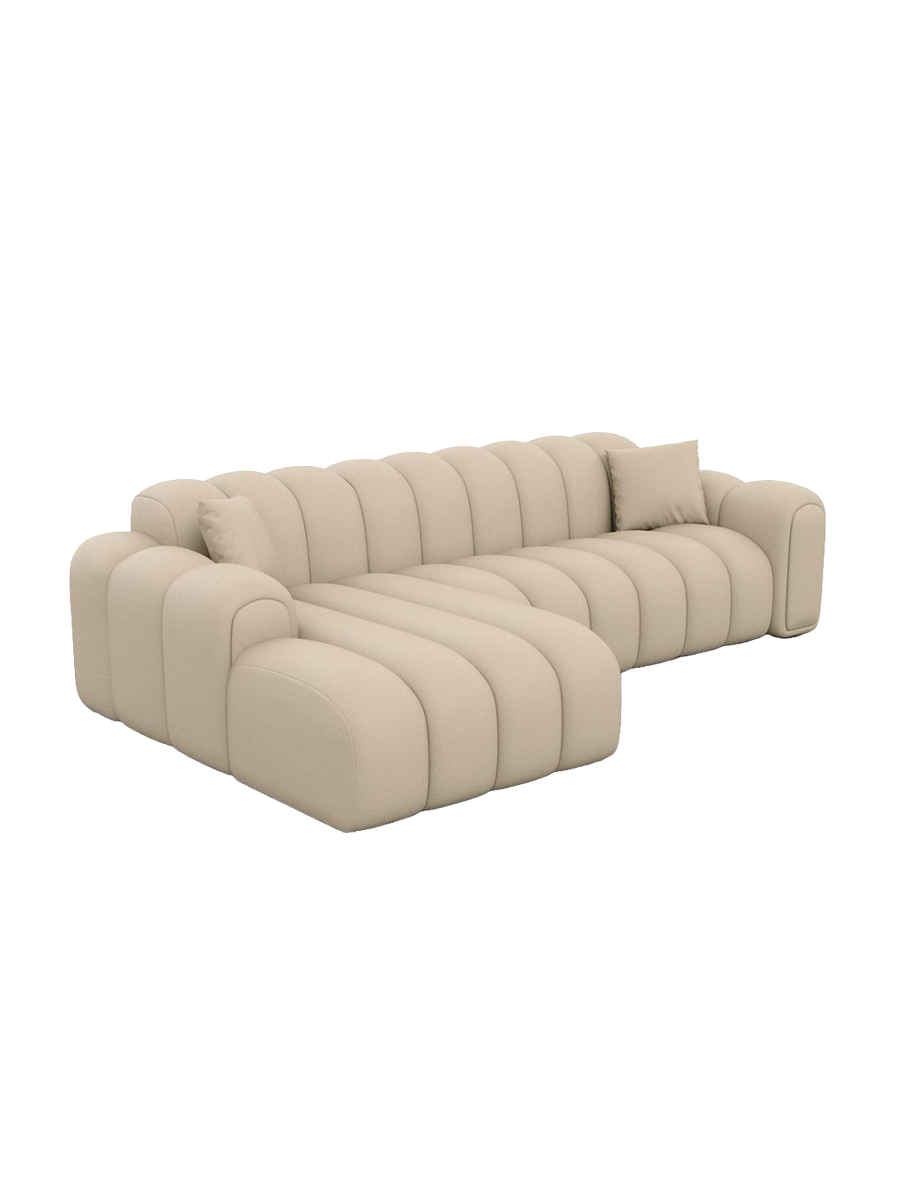 
4-Sitzer Design Echtleder Ecksofa „Casamira“ - Echtleder Beige / Eckteil links