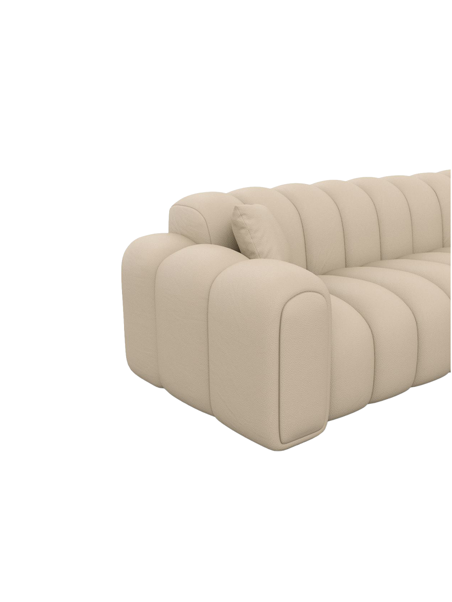 
4-Sitzer Design Echtleder Ecksofa „Casamira“ - Echtleder Beige / Eckteil links