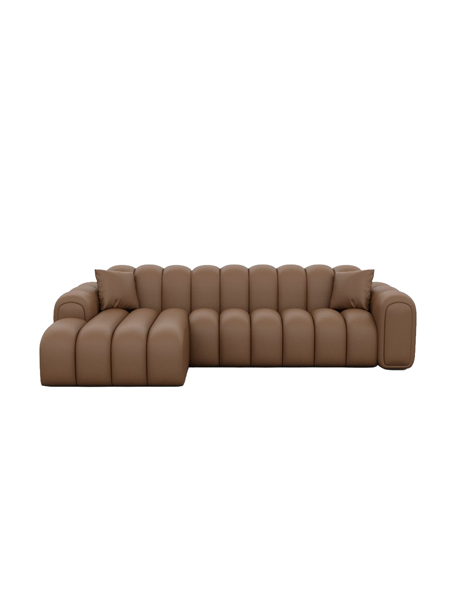 
4-Sitzer Design Echtleder Ecksofa „Casamira“ - Echtleder Beige / Eckteil links