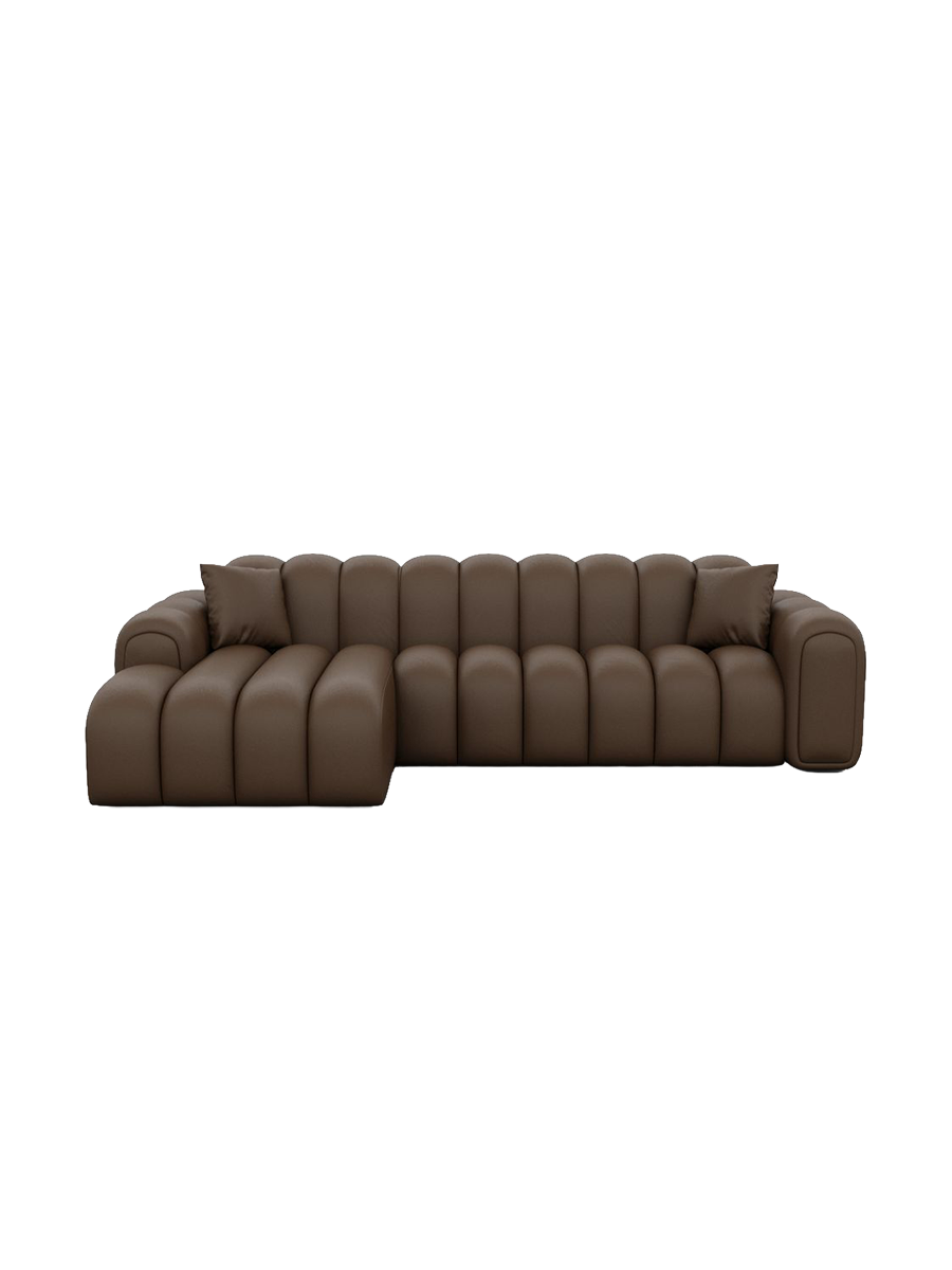
4-Sitzer Design Echtleder Ecksofa „Casamira“ - Echtleder Beige / Eckteil links