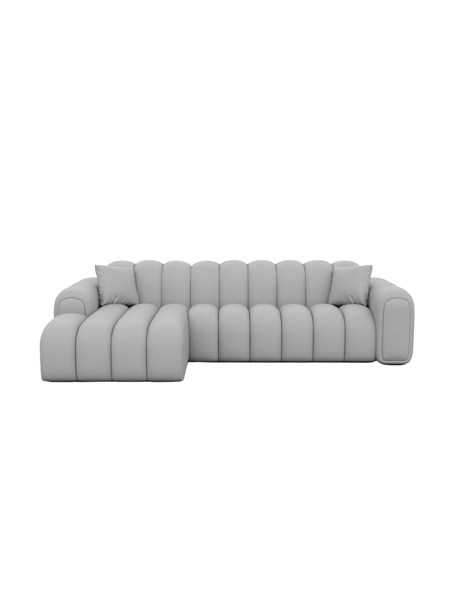 
4-Sitzer Design Echtleder Ecksofa „Casamira“ - Echtleder Beige / Eckteil links
