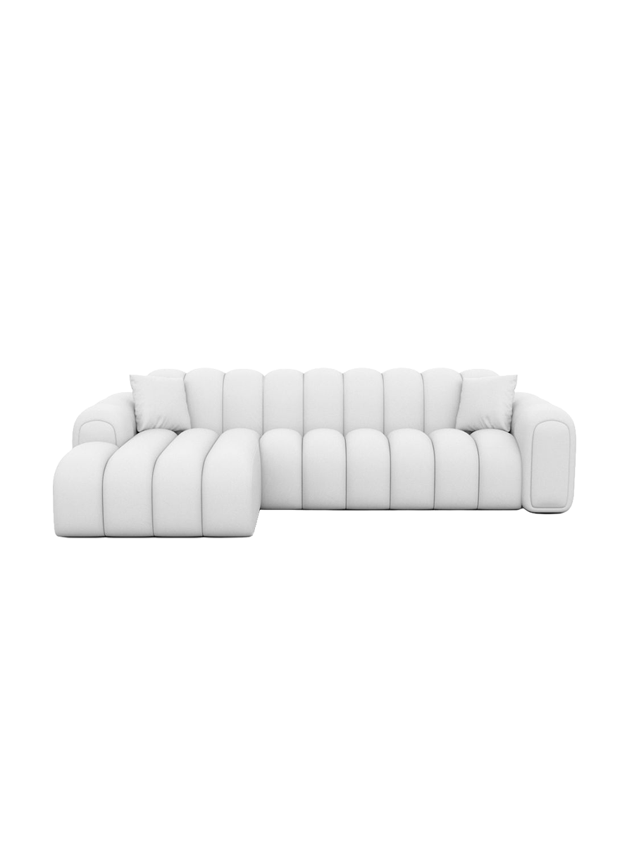 
4-Sitzer Design Echtleder Ecksofa „Casamira“ - Echtleder Beige / Eckteil links