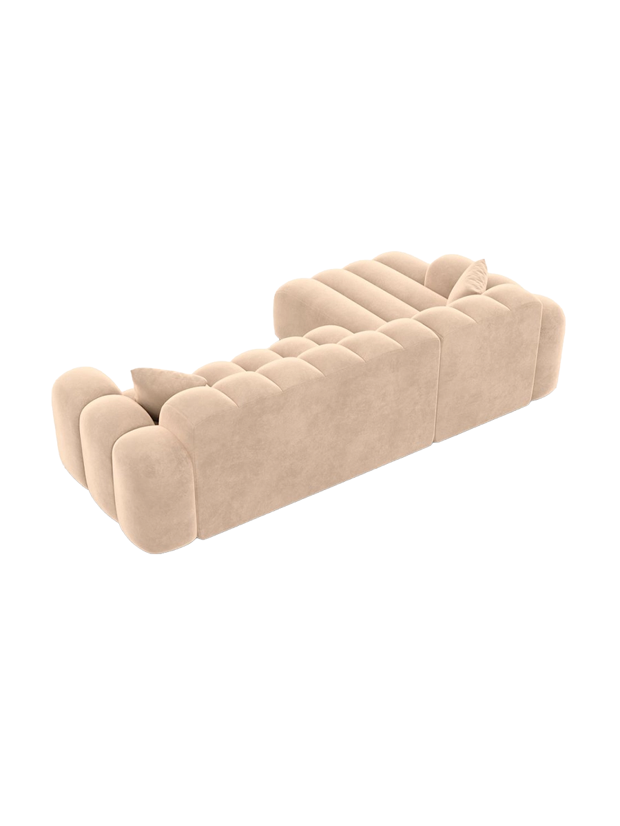 
4-Sitzer Design Ecksofa „Casamira“ mit Samtbezug - Samtbezug Beige / Eckteil links
