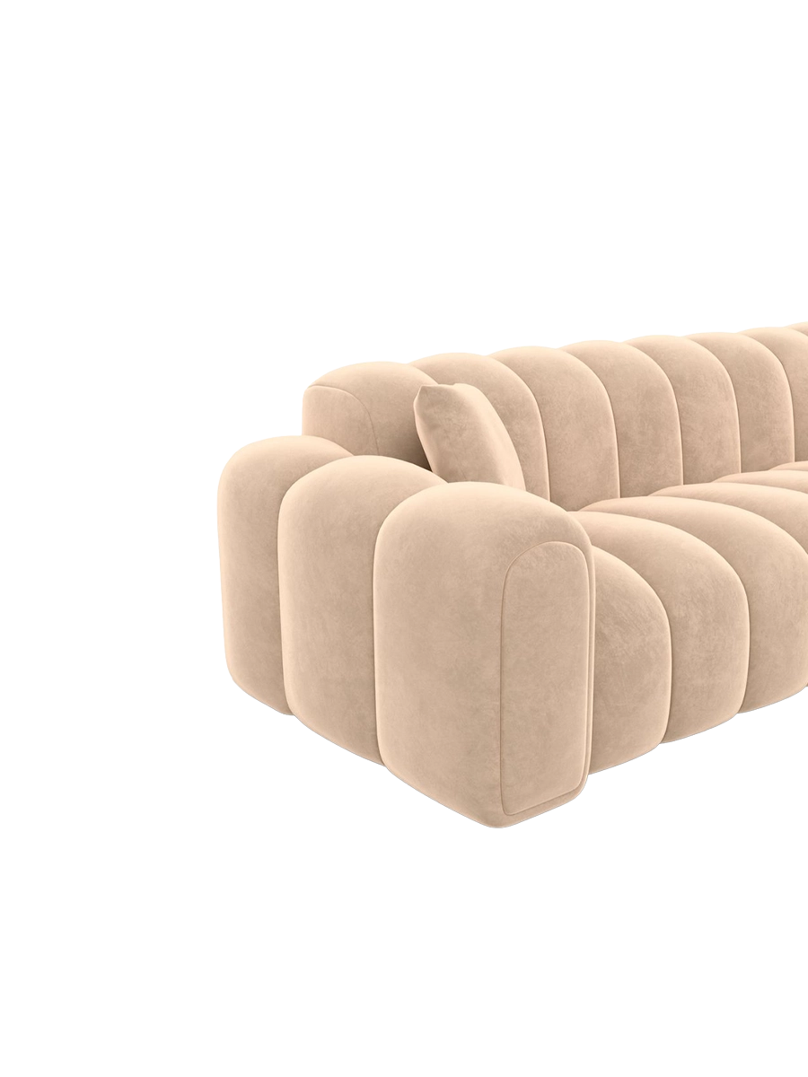 
4-Sitzer Design Ecksofa „Casamira“ mit Samtbezug - Samtbezug Beige / Eckteil links