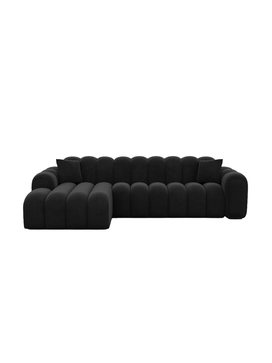 
4-Sitzer Design Ecksofa „Casamira“ mit Samtbezug - Samtbezug Beige / Eckteil links