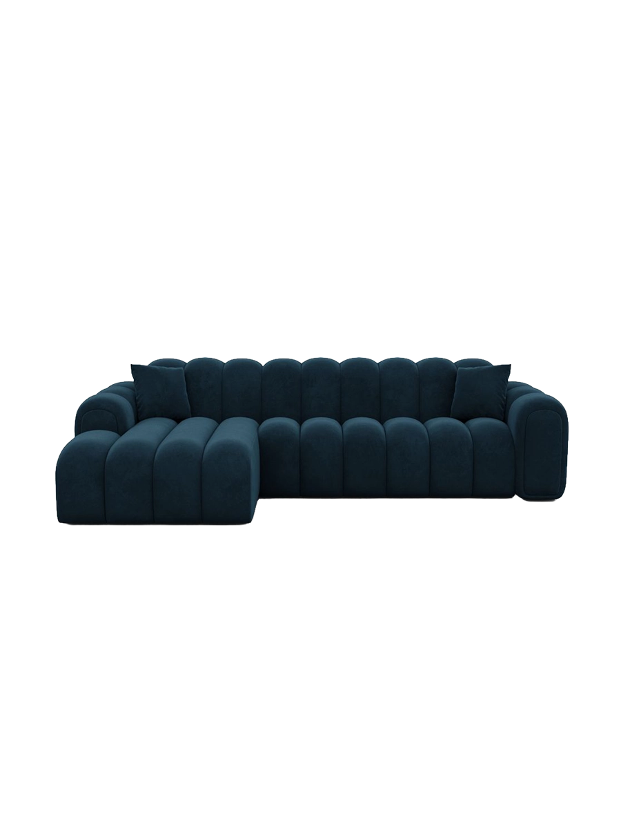 
4-Sitzer Design Ecksofa „Casamira“ mit Samtbezug - Samtbezug Beige / Eckteil links