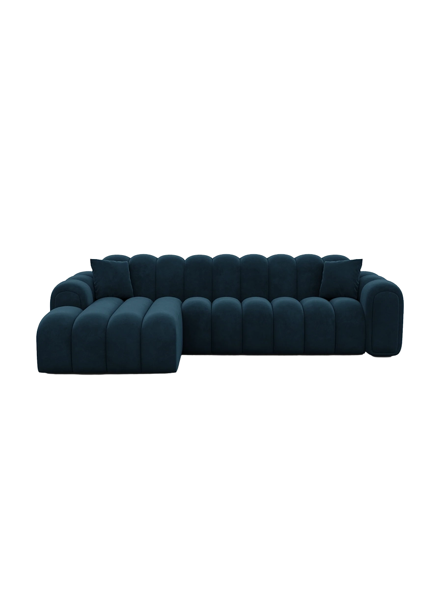 
4-Sitzer Design Ecksofa „Casamira“ mit Samtbezug - Samtbezug Beige / Eckteil links