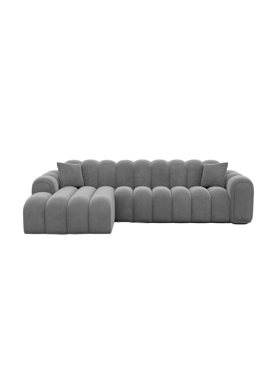 
4-Sitzer Design Ecksofa „Casamira“ mit Samtbezug - Samtbezug Beige / Eckteil links