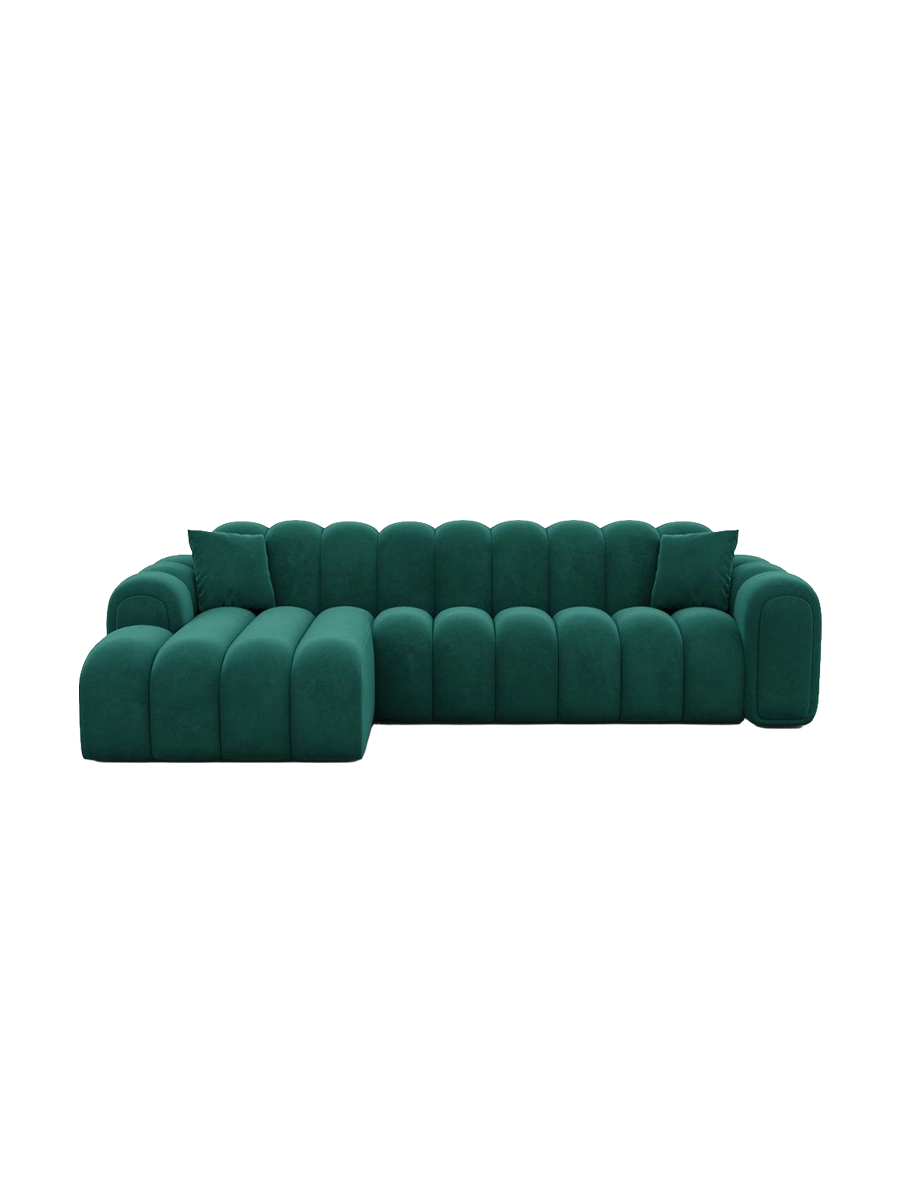 
4-Sitzer Design Ecksofa „Casamira“ mit Samtbezug - Samtbezug Beige / Eckteil links