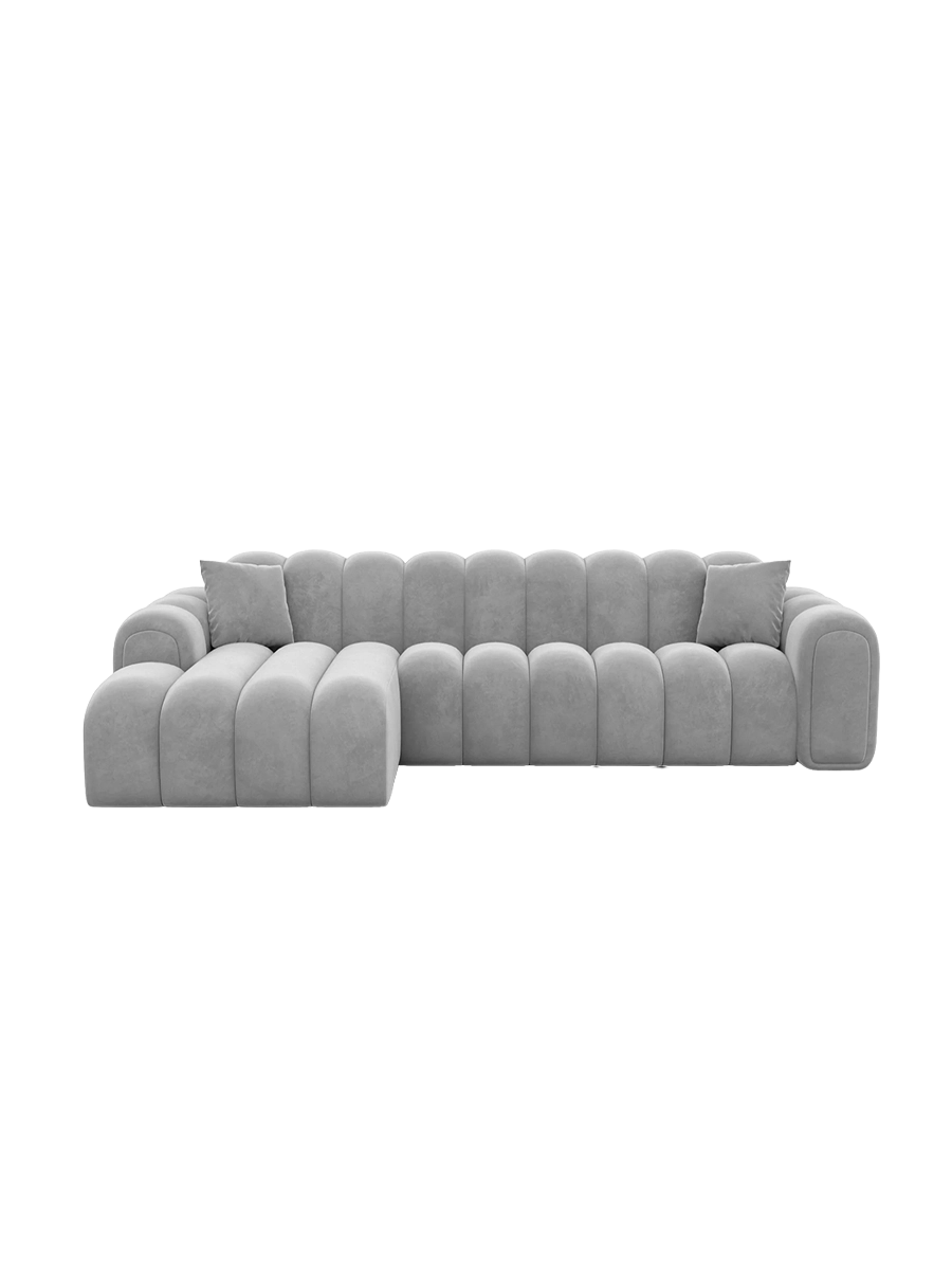 
4-Sitzer Design Ecksofa „Casamira“ mit Samtbezug - Samtbezug Beige / Eckteil links